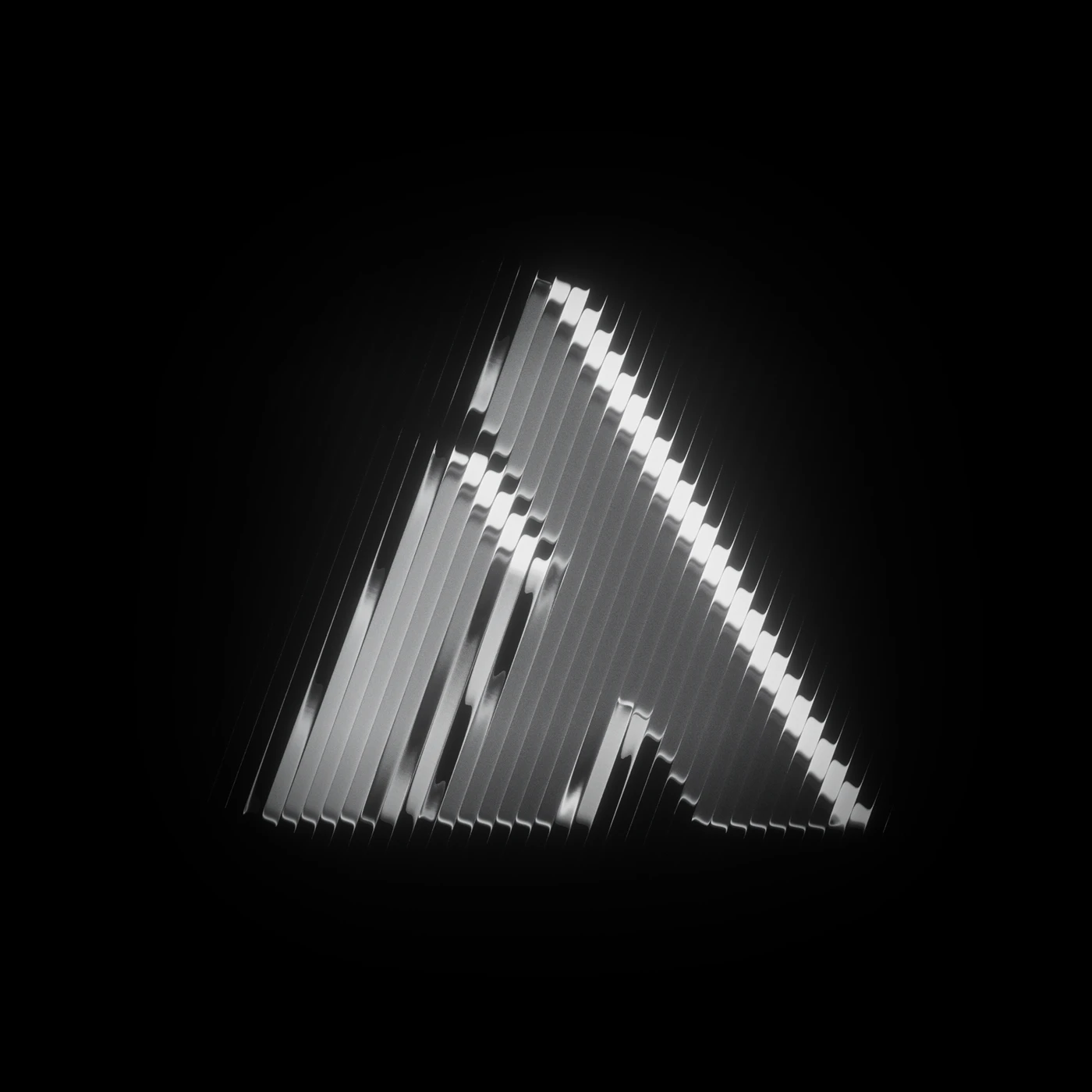 Elite — Light breaks a digital symbol into metallic layers. A study of reflections, rhythm and volume.